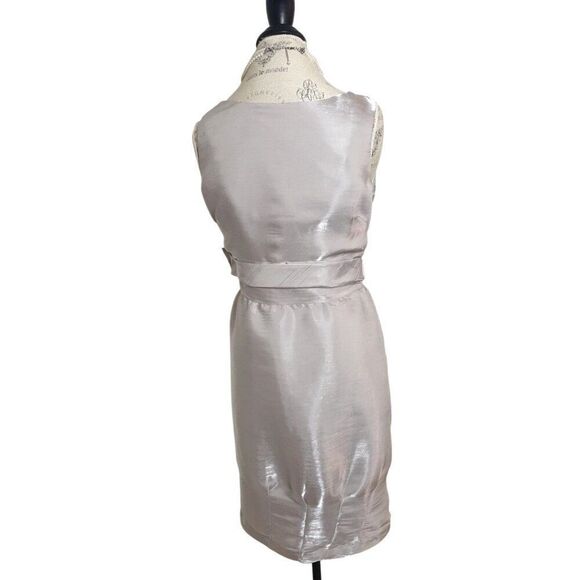 Antonio Melani Sleeveless Cocktail Dress 8 Silver Crossover Bodice Evening Party - Picture 2 of 6